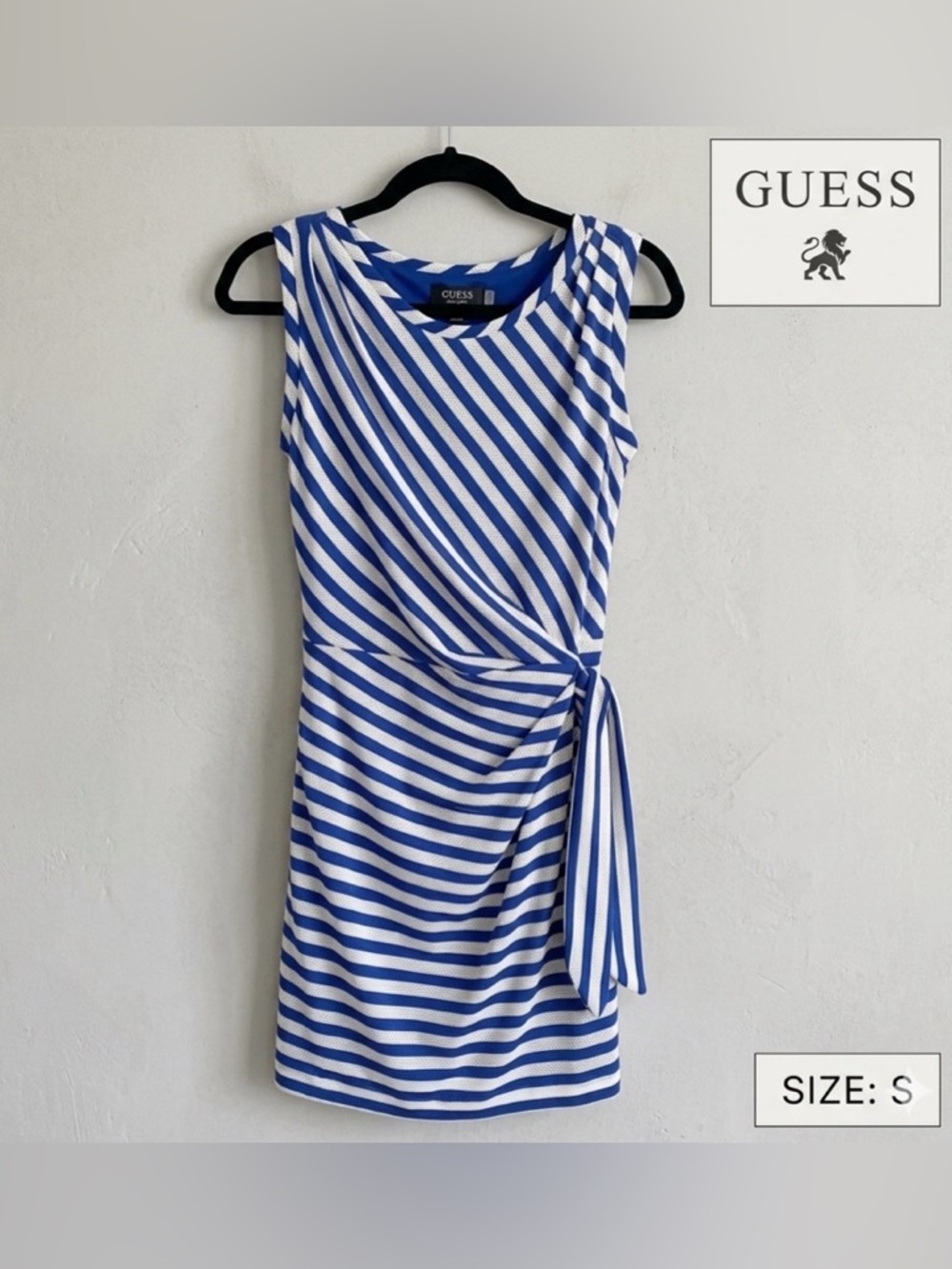 Guess Blue and White Striped Midi Dress size Small